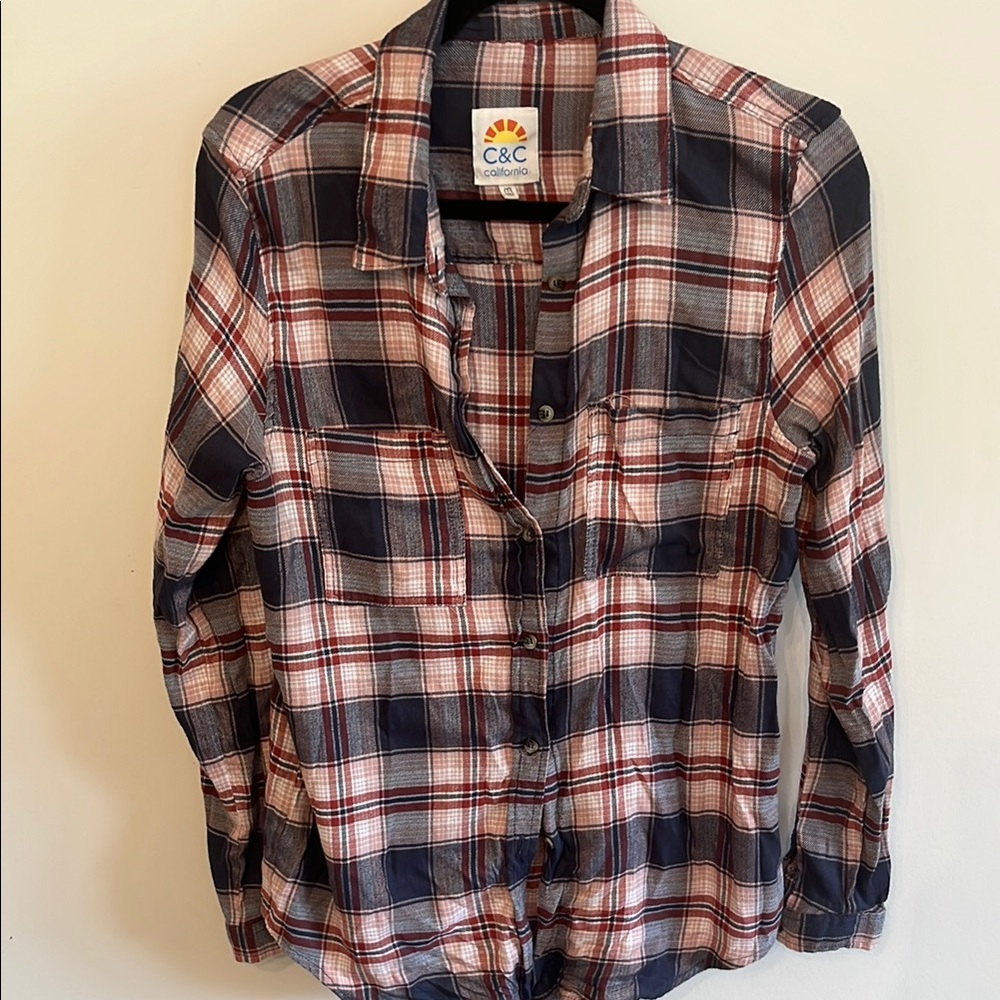 C&C California Blue and Pink Checkered Shirt
